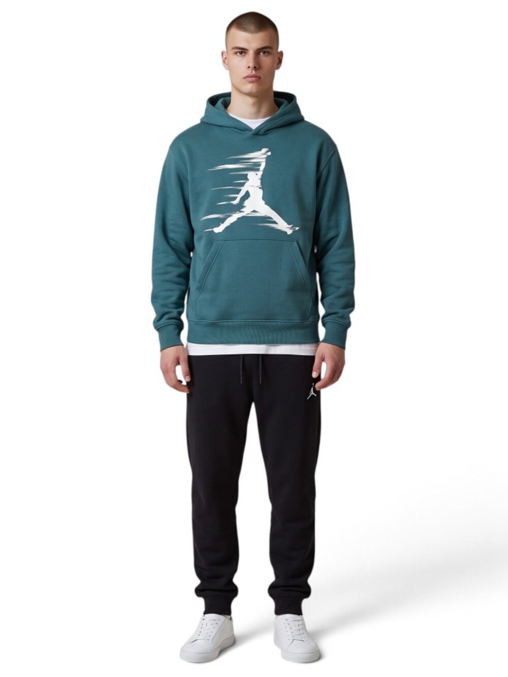 Air Jordan Men's Sweatsuit 2 Piece Hoodie Jogger Set Fleece Tracksuit Teal NWT